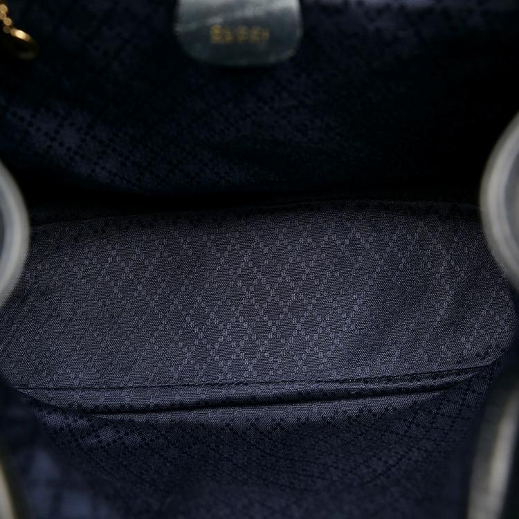 Pre Owned Gucci Black Bamboo Drawstring Leather Backpack