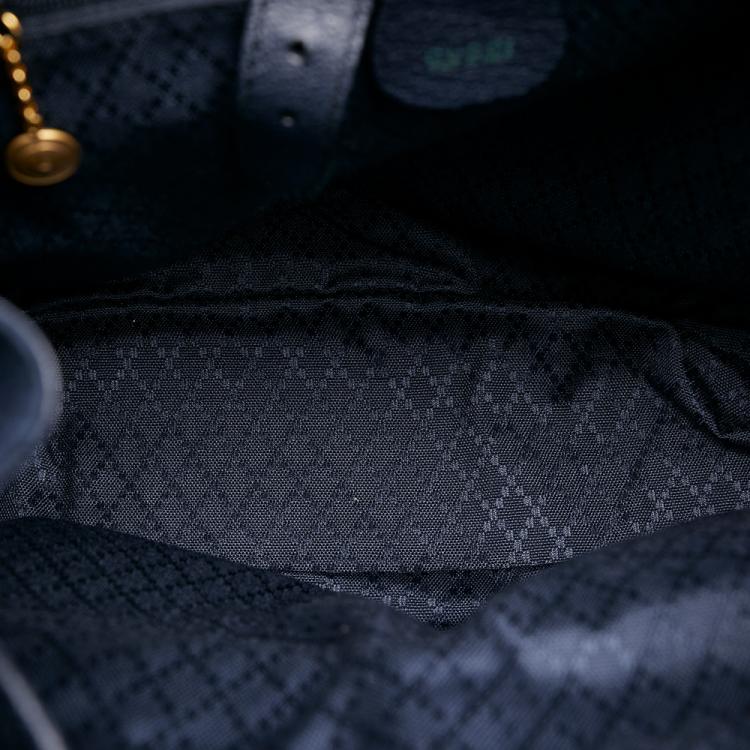 مملوكة مسبقًا Gucci Blue Bamboo Suede Drawstring Backpack