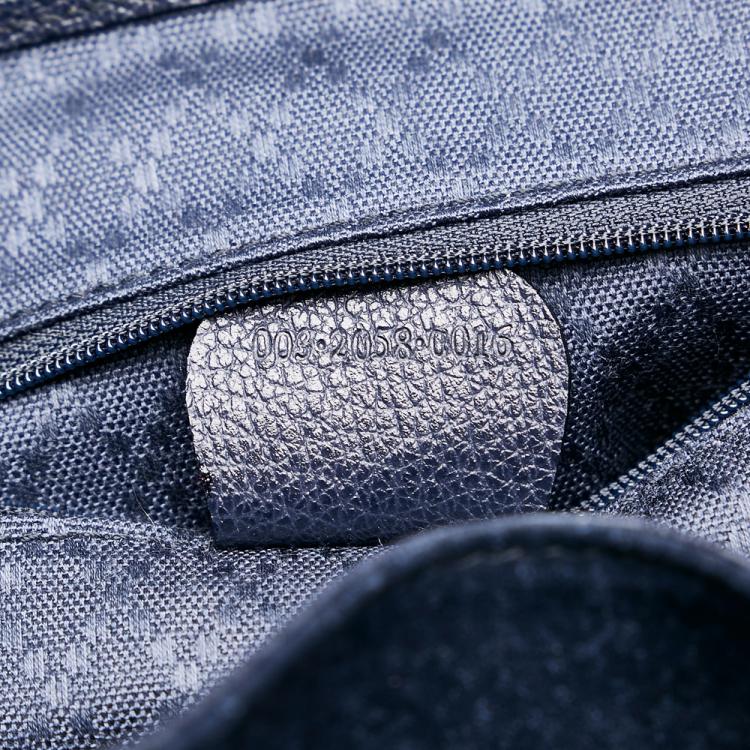 مملوكة مسبقًا Gucci Blue Bamboo Suede Drawstring Backpack