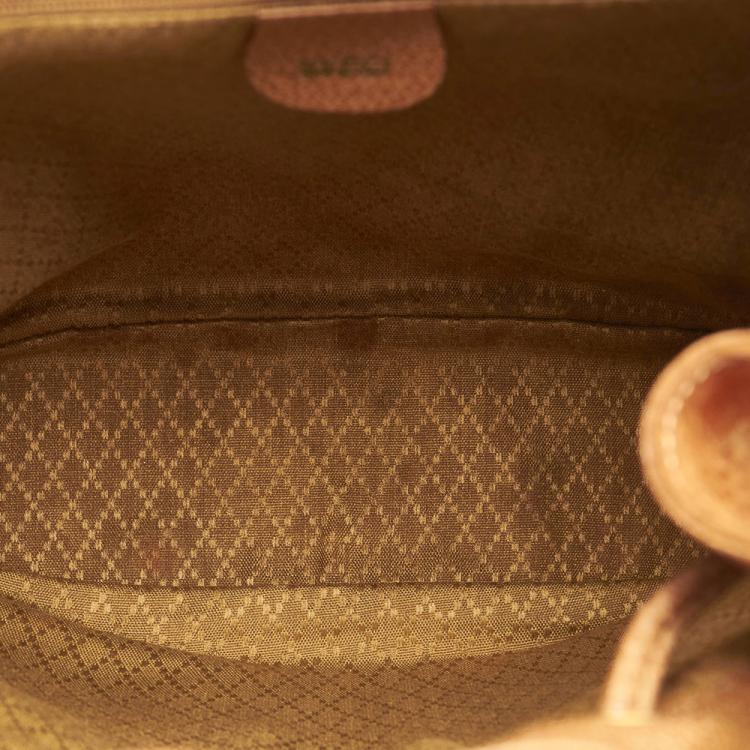 مملوكة مسبقًا Gucci Brown Bamboo Suede Drawstring Backpack