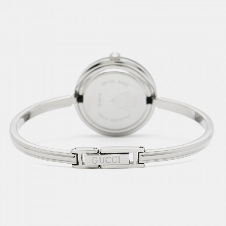 مملوكة مسبقًا Gucci White Stainless Steel Vintage Interchangeable Bezel 11/12.2L Women's Wristwatch 26 mm
