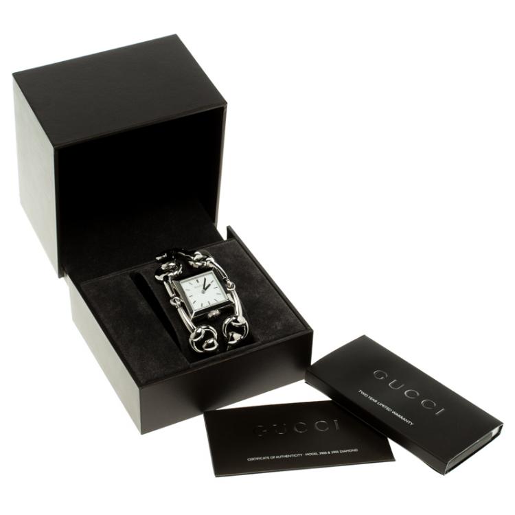Pre Owned Gucci White Stainless Steel Signoria Horsebit 116.3 Women's Wristwatch 25 mm