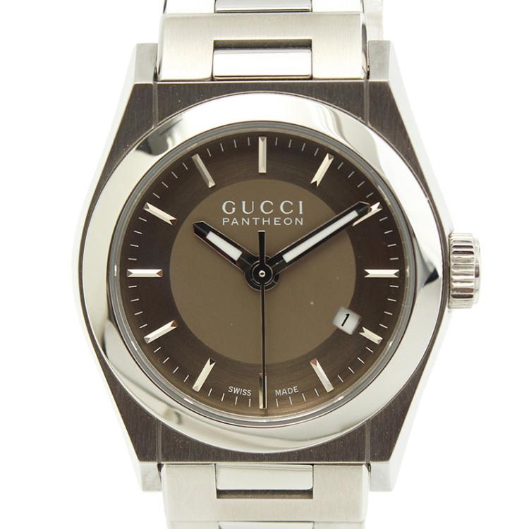 Pre Owned Gucci Brown Stainless Steel Pantheon Women's Wristwatch 25MM