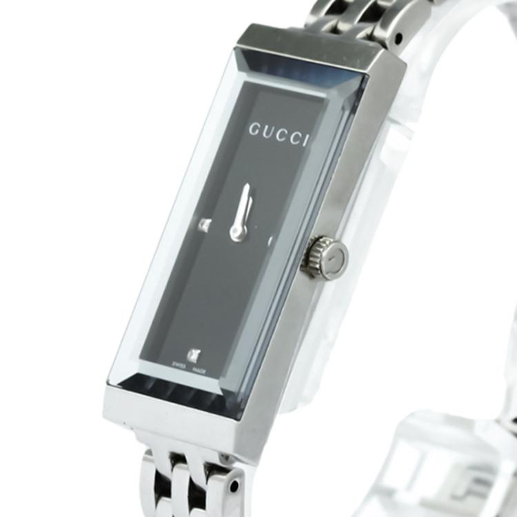 Pre Owned Gucci Black Stainless Steel G-Frame Women's Wristwatch 14MM