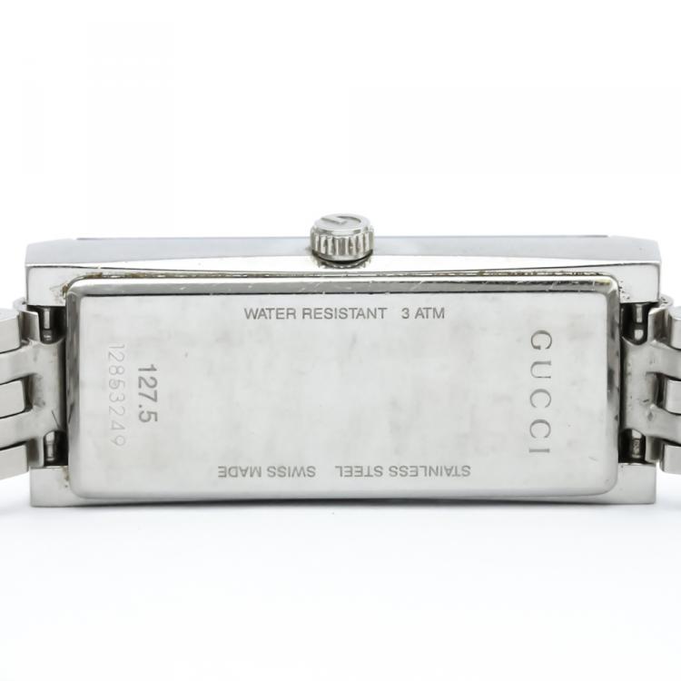Pre Owned Gucci Black Stainless Steel G-Frame Women's Wristwatch 14MM