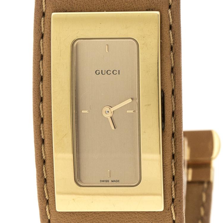 Pre Owned Gucci Gold Plated Stainless Steel 7800S Women's Wristwatch 18 mm