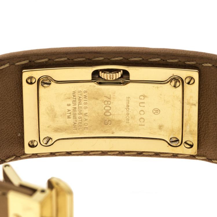 Pre Owned Gucci Gold Plated Stainless Steel 7800S Women's Wristwatch 18 mm
