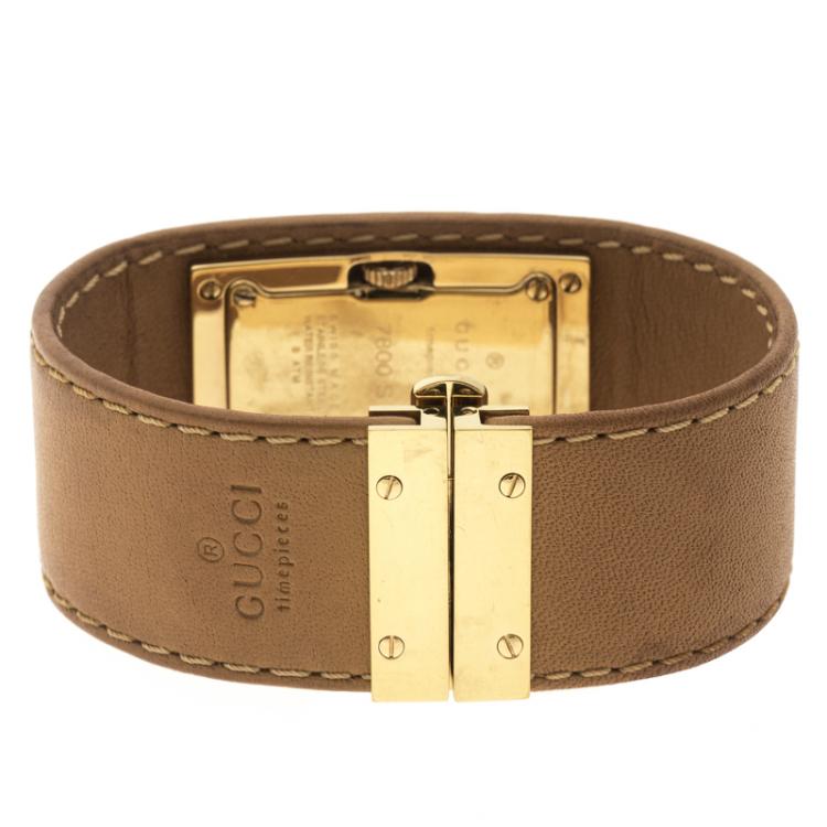 Pre Owned Gucci Gold Plated Stainless Steel 7800S Women's Wristwatch 18 mm