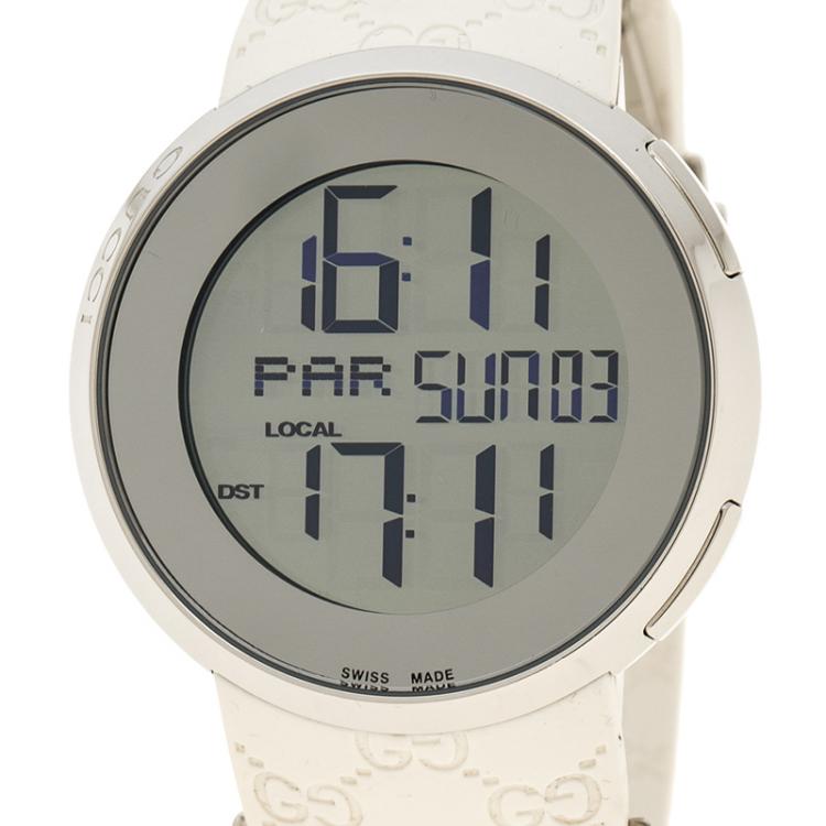 Pre Owned Gucci Silver Stainless Steel I- Digital 316L Women's Wristwatch 40 mm