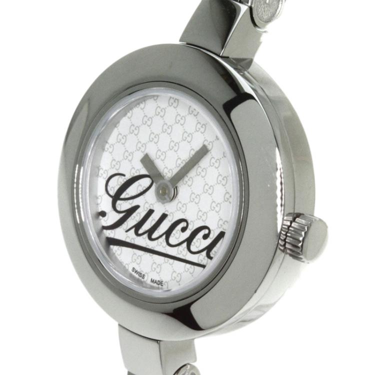 Pre Owned Gucci White Stainless Steel YA105 Women's Wristwatch 25MM