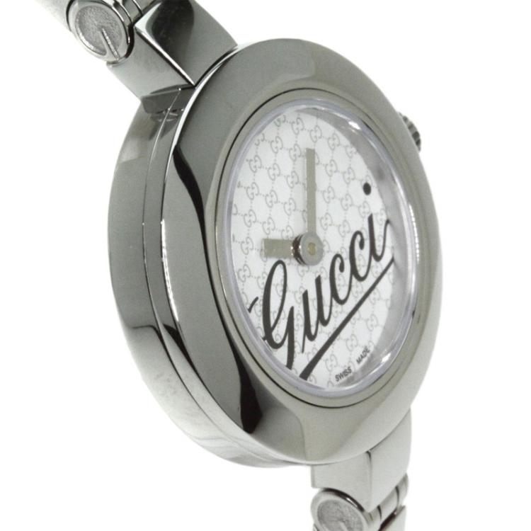 Pre Owned Gucci White Stainless Steel YA105 Women's Wristwatch 25MM