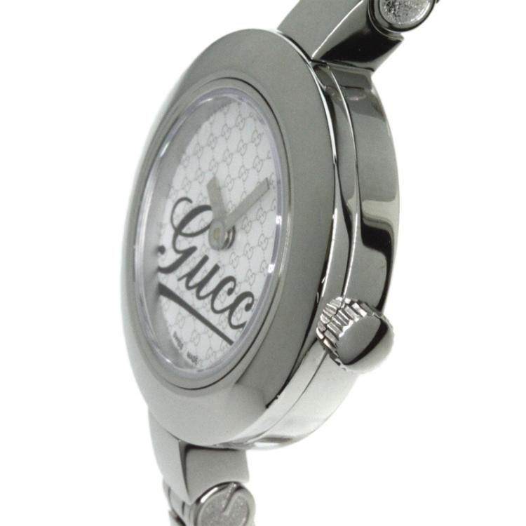 Pre Owned Gucci White Stainless Steel YA105 Women's Wristwatch 25MM