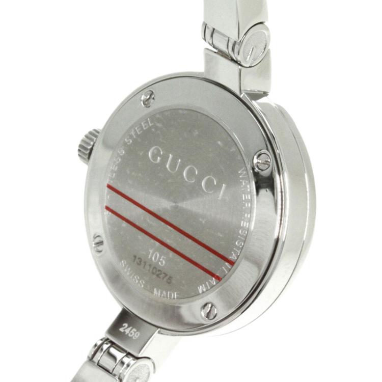 Pre Owned Gucci White Stainless Steel YA105 Women's Wristwatch 25MM