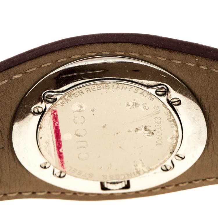 Pre Owned Gucci White 104 Bandeau Leather Women's Wristwatch 31 mm