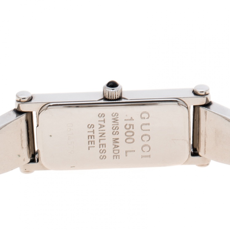 Pre Owned Gucci Silver White Stainless Steel 1500L Women's Wristwatch 12MM