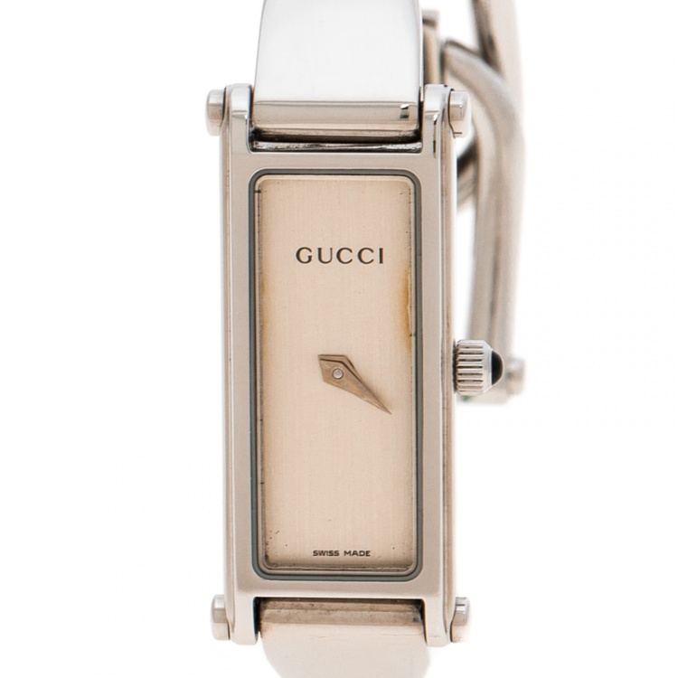 Pre Owned Gucci Silver White Stainless Steel 1500L Women's Wristwatch 12MM