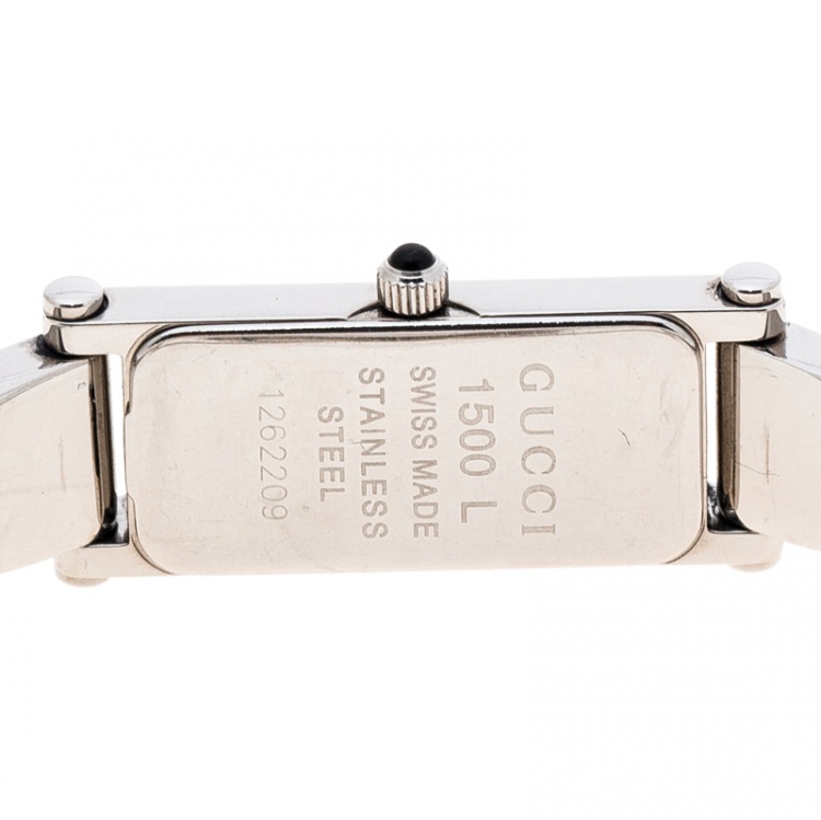 Pre Owned Gucci Silver White Stainless Steel 1500L Women's Wristwatch 12MM
