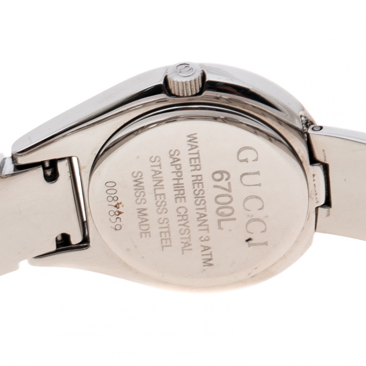 مملوكة مسبقًا Gucci Black Stainless Steel 6700L Women's Wristwatch 25MM