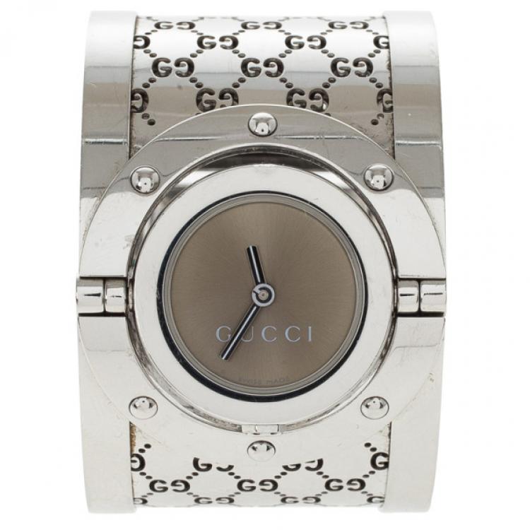 Pre Owned Gucci Brown Stainless Steel Twirl Women's Wristwatch 33MM