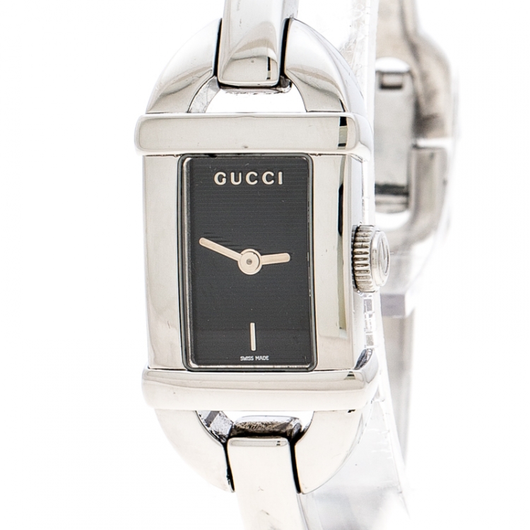 Pre Owned Gucci Black Stainless Steel 6800L Women's Wristwatch 16 mm