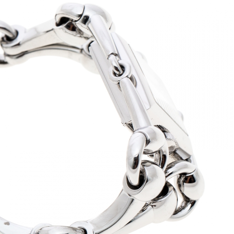 Pre Owned Gucci White Stainless Steel Signoria Horsebit 116.5 Women's Wristwatch 20 mm