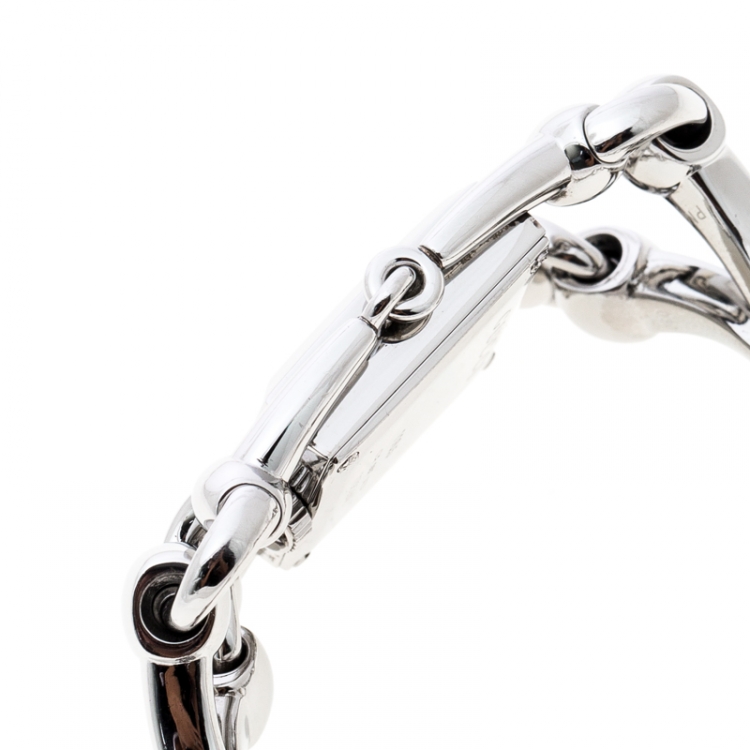 Pre Owned Gucci White Stainless Steel Signoria Horsebit 116.5 Women's Wristwatch 20 mm