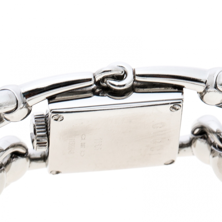 Pre Owned Gucci White Stainless Steel Signoria Horsebit 116.5 Women's Wristwatch 20 mm