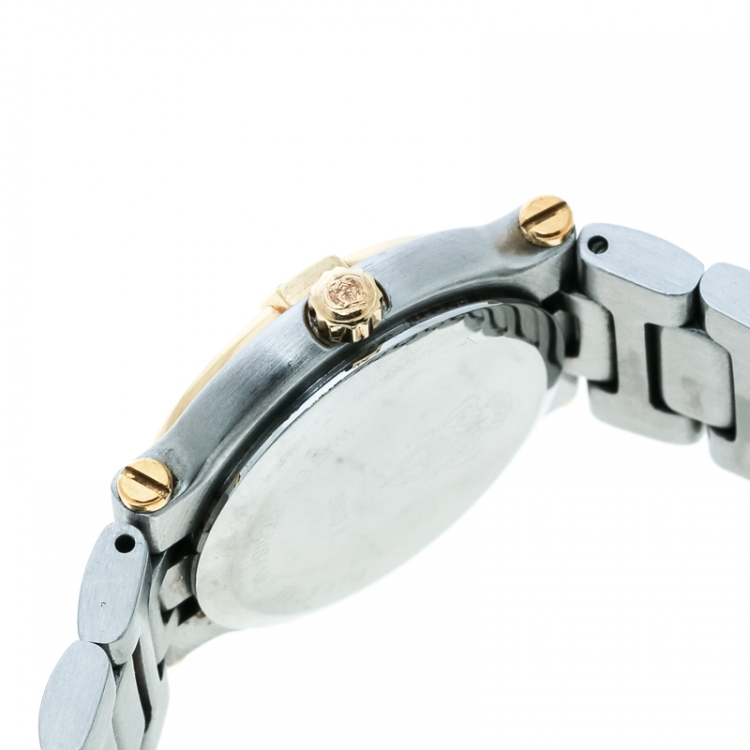 Pre Owned Gucci Cream Two-Tone Stainless Steel 9000L Women's Wristwatch 25 mm