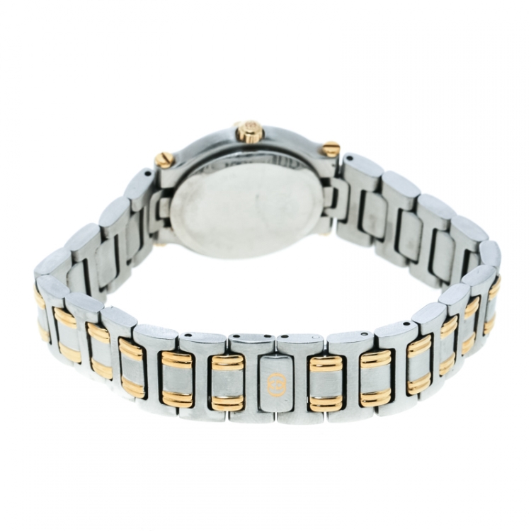 Pre Owned Gucci Cream Two-Tone Stainless Steel 9000L Women's Wristwatch 25 mm