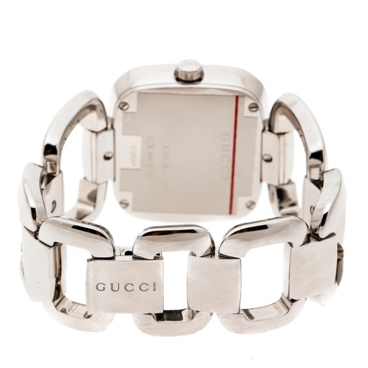 Pre Owned Gucci Brown Stainless Steel G 126.4 Women's Wristwatch 32 mm