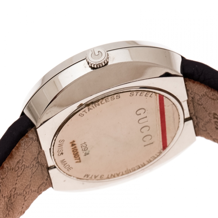 Pre Owned Gucci Silver Stainless Steel U-Play 129.4 Women's Wristwatch 35 mm