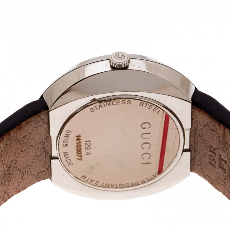 Pre Owned Gucci Silver Stainless Steel U-Play 129.4 Women's Wristwatch 35 mm