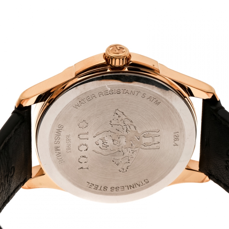 Pre Owned Gucci Green Gold Plated Stainless Steel Le Marché Des Merveilles 126.4 Women's Wristwatch 38 mm