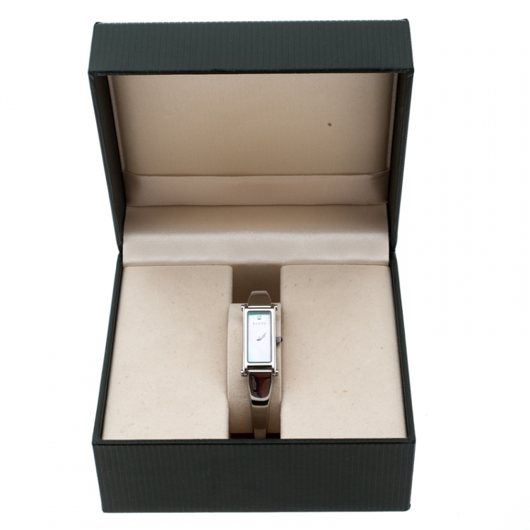 Pre Owned Gucci Blue Mother of Pearl Stainless Steel 1500 L Women's Wristwatch 12MM