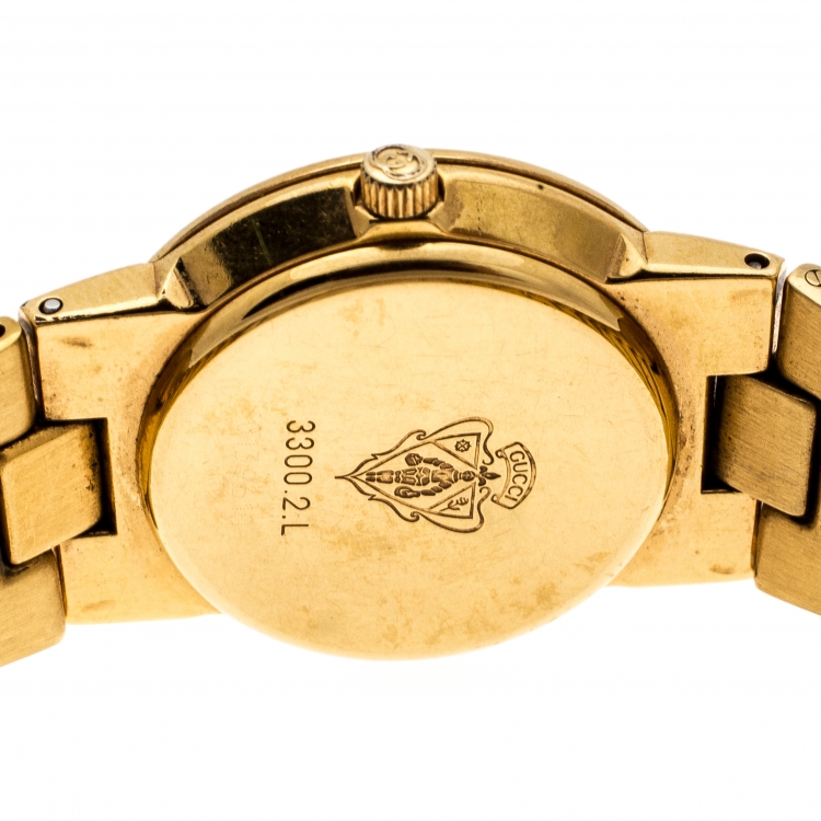 Pre Owned Gucci Golden Gold Plated 3300.2.L Women's Wristwatch 25MM