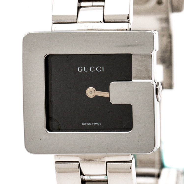 Pre Owned Gucci Black Stainless Steel G 3600L Women's Wristwatch 23 mm
