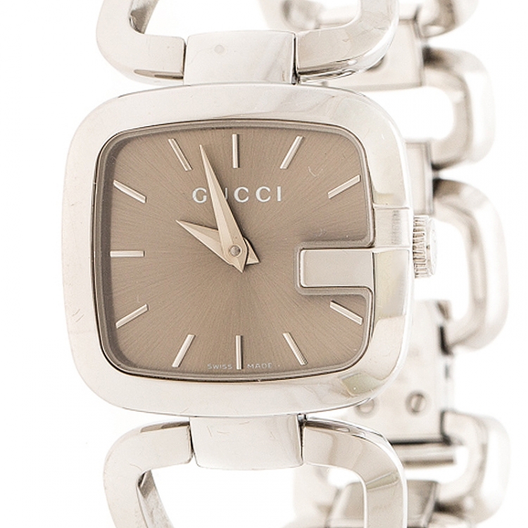 Pre Owned Gucci Brown Stainless Steel G 125.5 Women's Wristwatch 24 mm