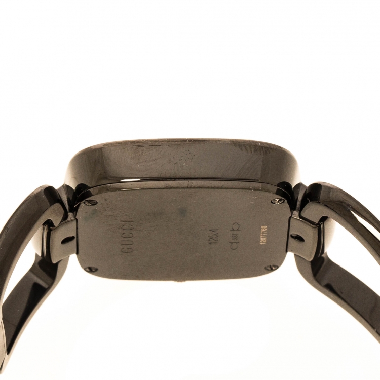 Pre Owned Gucci Black PVD Coated Stainless Steel G Series 125.4 Women's Wristwatch 33 mm