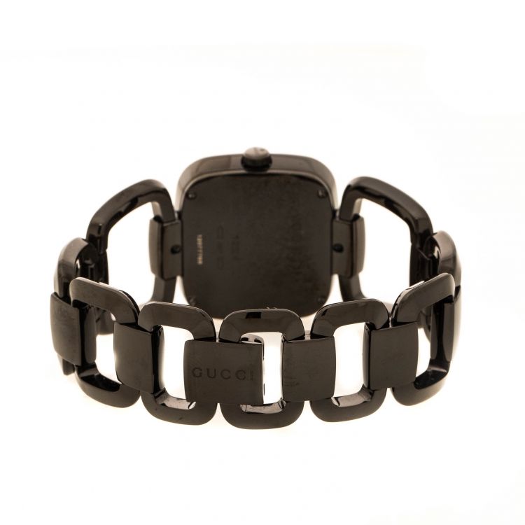 Pre Owned Gucci Black PVD Coated Stainless Steel G Series 125.4 Women's Wristwatch 33 mm