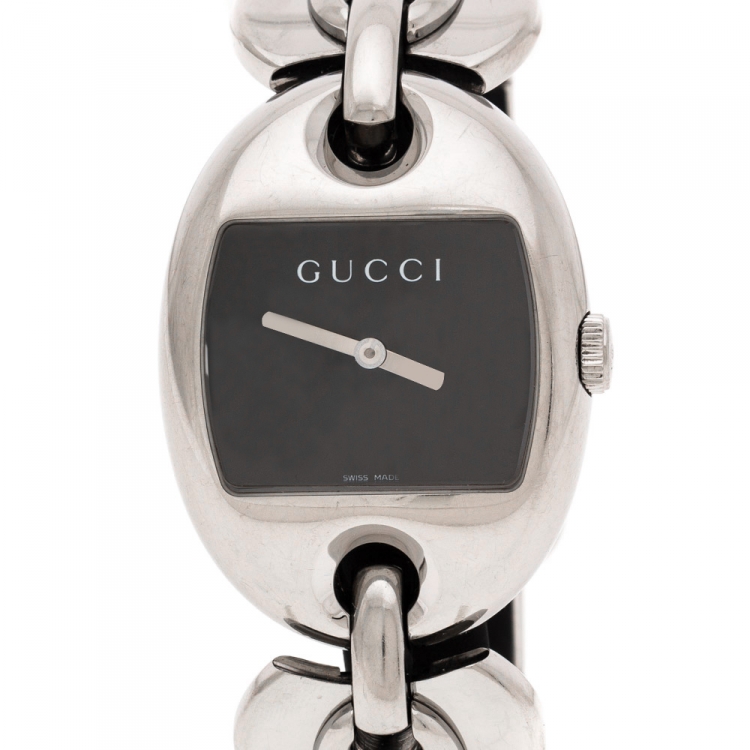 Pre Owned Gucci Black Stainless Steel Marina Chain 121.3 Women's Wristwatch 32MM