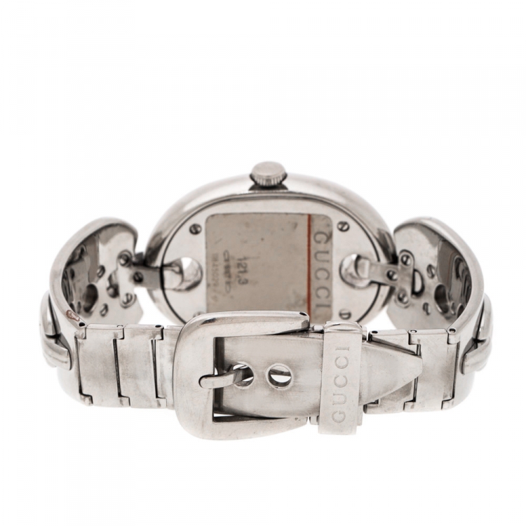 Pre Owned Gucci Black Stainless Steel Marina Chain 121.3 Women's Wristwatch 32MM