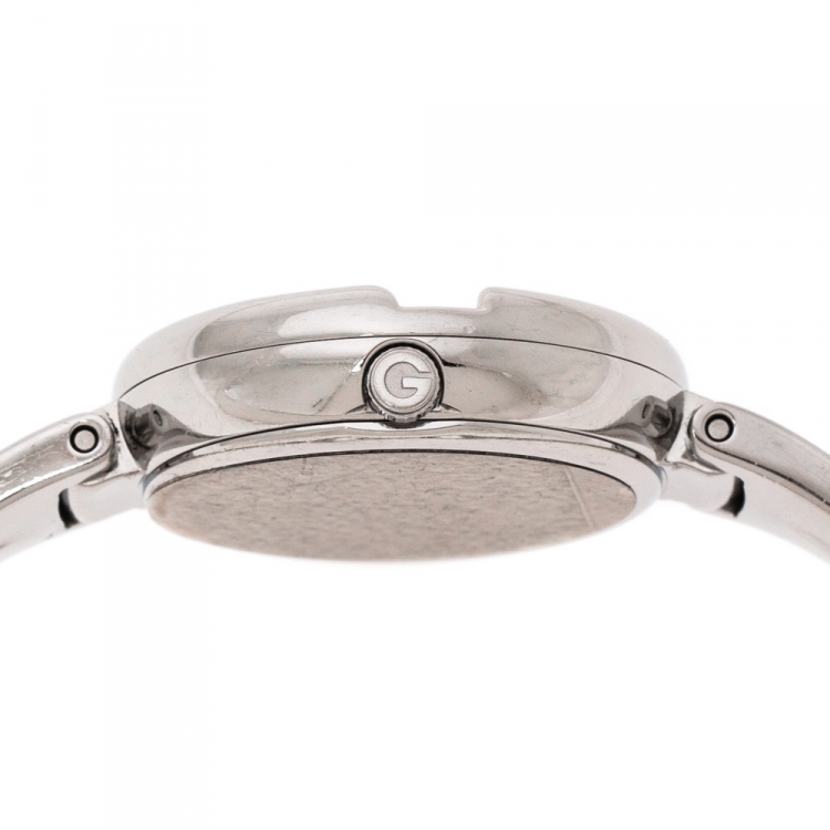 Pre Owned Gucci Metallic Beige Stainless Steel Guccissima 134.3 Women's Wristwatch 36 mm
