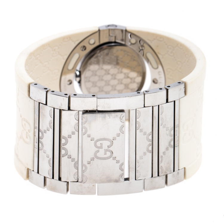 Pre Owned Gucci Black Stainless Steel Guccissima Monogram Twirl YA112520 Women's Wristwatch 23 mm