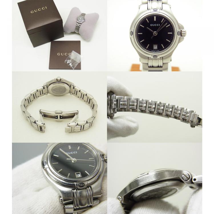 Pre Owned Gucci Black Stainless Steel 9040L Round Women's Wristwatch 26MM