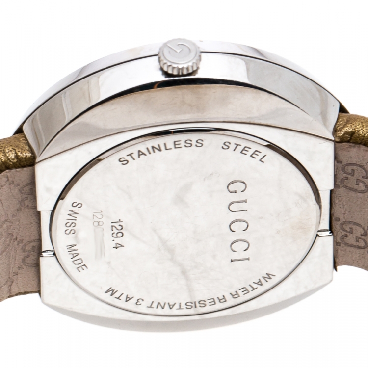Pre Owned Gucci Silver Stainless Steel U-Play 129.4 Women's Wristwatch 35 mm