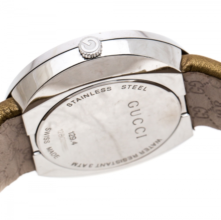 Pre Owned Gucci Silver Stainless Steel U-Play 129.4 Women's Wristwatch 35 mm