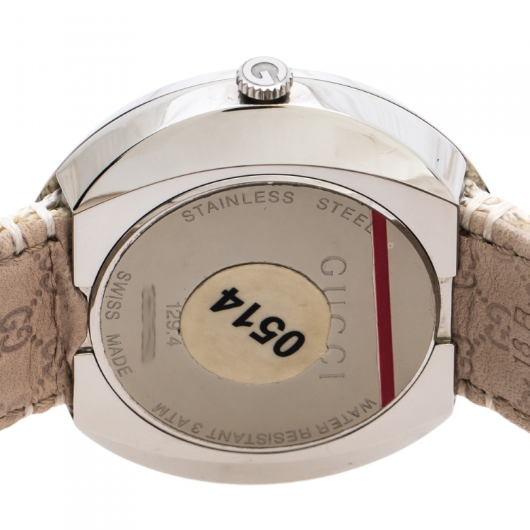 Pre Owned Gucci Silver Stainless Steel U-Play 129.4 Women's Wristwatch 35 mm