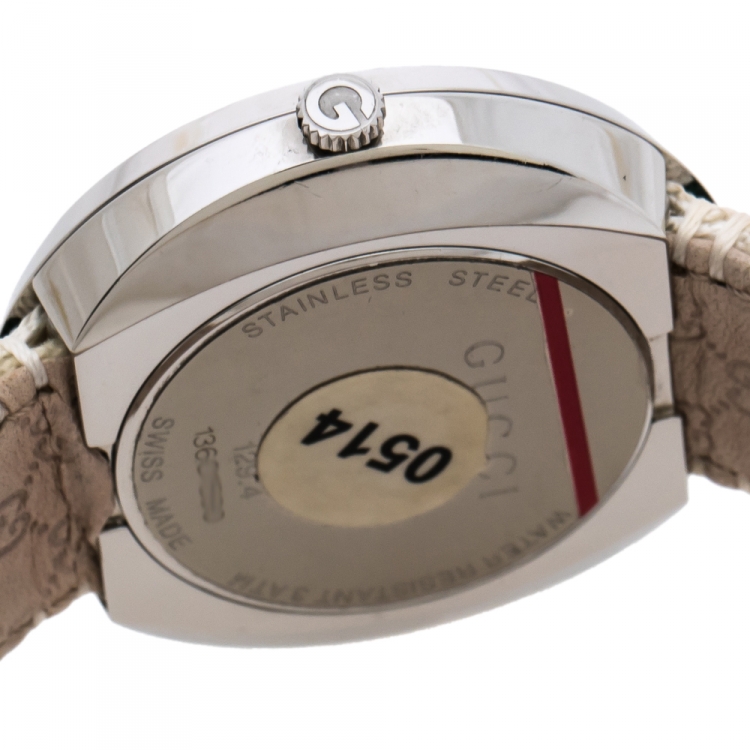 Pre Owned Gucci Silver Stainless Steel U-Play 129.4 Women's Wristwatch 35 mm