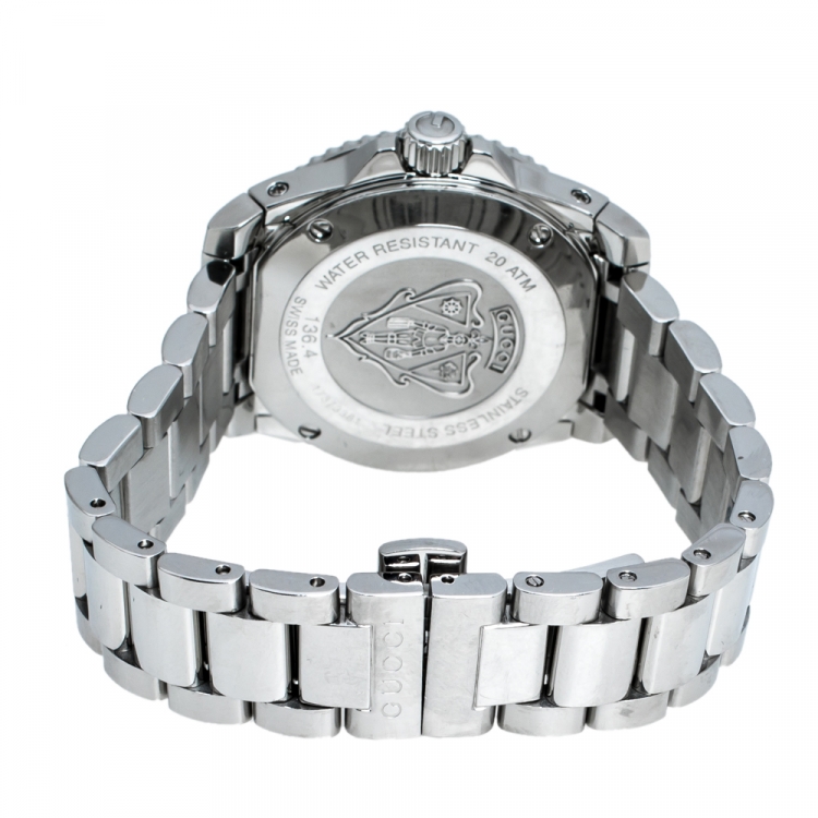 Pre Owned Gucci White Stainless Steel Dive 136.4 Women's Wriswatch 32 mm