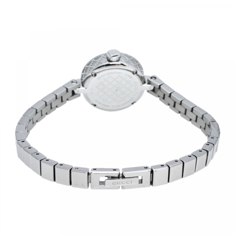 Pre Owned Gucci Mother Of Pearl Stainless Steel Diamantissima YA141503 Women's Wristwatch 22 mm